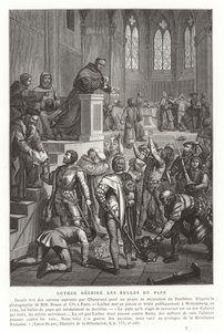 Martin Luther rasgando bulas papais, Wittenberg, Alemanha, 1520