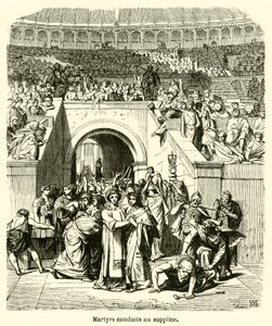Os mártires levaram à tortura (gravura) de French School