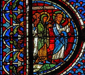Janela de Maria Madalena: Maria, Marta e Jesus vão à sepultura de Lázaro (w46) de French School