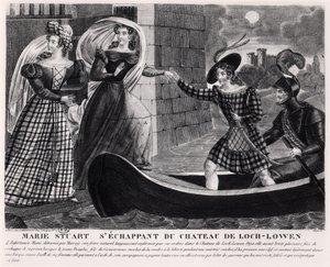 Mary Stuart (1542-87) Escapando do Castelo de Loch Leven de French School