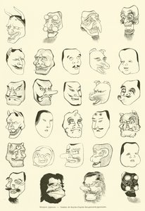 Máscaras japonesas (gravura) de French School