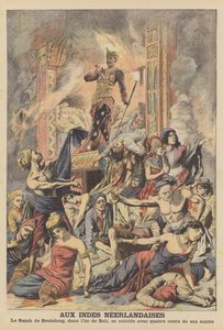 Suicídio em massa nas Índias Orientais Holandesas (cor litho) de French School