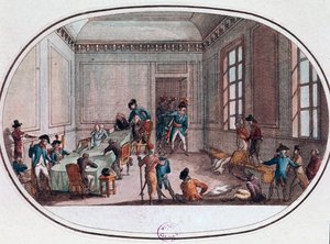 Maximilien de Robespierre ferido na antecâmara do Comite de Salut Public de French School