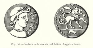 Medalha de Bronze do chefe dos Suticos, batida em Rouen (gravura) de French School