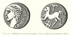 Medalha do Chefe Camulogene, Camulo, Aulerques, Cenomans, Paris (gravura) de French School