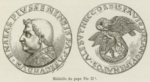 Medalha do Papa Pio II (gravura) de French School