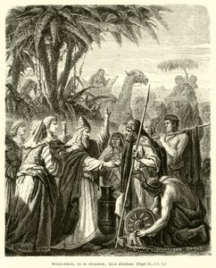 Melchisedech, roi de Jerusalem, benit Abraham (gravura) de French School
