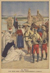 Membros da tribo Beni Bou Yahi pedindo perdão por atacar um comboio francês em Marrocos (cor litho) de French School