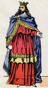 Merovingian Dynasty: Retrato de Childeric III (714-755) Rei dos Francos de 743 a 751. Imagem epinal do final do século XIX. Coleção particular. de French School