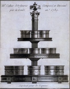 Metalurgia: um conjunto de xícaras de licor em um stand, 1780-96 de French School
