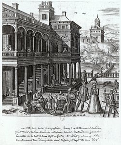 Michel de Nostradame (1503-66), sendo consultado sobre o destino dos sete filhos de Catarina de Médicis (1519-1589) e Henri II (1519-59) 1548 de French School