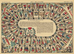Jogo de tabuleiro militar (litografia a cores) de French School