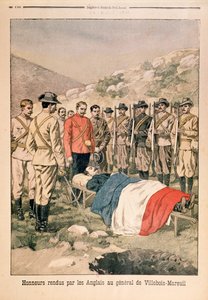 Honras militares pagas ao General Georges de Villebois-Mareuil (1847-1900) pelos britânicos no cemitério de Boshof, ilustração do Le Petit Journal, 29 de abril de 1900