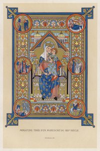 Miniatura de um manuscrito do século XIII (cromolitografia) de French School