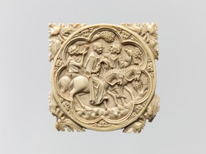 Caixa do espelho com Falconing Party, 1330-60 de French School