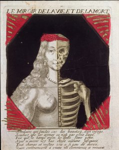Espelho da vida e da morte (gravura a cores) de French School