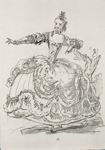 Miss Puvigne como a estátua viva, em Pigmalion, um libreto de Lamotte, composto por Jean-Philippe Rameau (1683-1764) 1748 (gravura a cores) de French School
