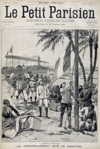 Missão Marchand: desembarque no Alto Nilo - em " Le Petit Parisien" de 10/02/1898 (gravura) de French School
