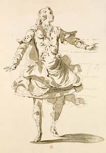 Monsieur Jeliotte como Pigmalion, em Pigmalion, libreto de Lamotte, composto por Jean-Philippe Rameau (1683-1764) 1748 (gravura a cor) de French School