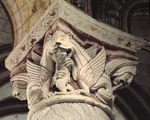 Monstro devorando um capital de coluna humano de French School