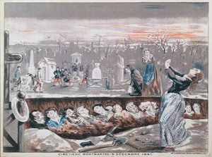 Cemitério de Montmartre, 4 de dezembro de 1851 (litografia a cores) de French School
