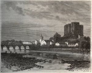 Montrond-les-Bains (Montrond les Bains) departamento do Loire na região de Rhone-Alpes - gravura em "La France illustree: geography, history, statistical administration" por V.-A. Malt-Brown. 1884 de French School