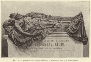 Monumento erguido em Pere-Lachaise em memória de Sivel e Croce-Spinelli (gravura) de French School