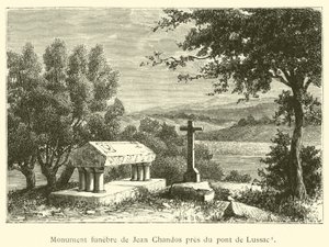 Monumento a Jean Chandos perto da ponte de Lussac (gravura) de French School