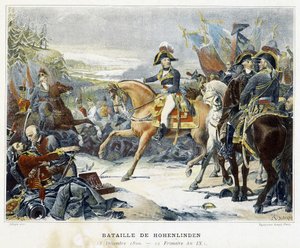 Vitória da Moreau sobre os austríacos comandada pelo Arquiduque Jean em 3 de dezembro de 1800 na Batalha de Hohenlinden (Baviere - Alemanha). de French School