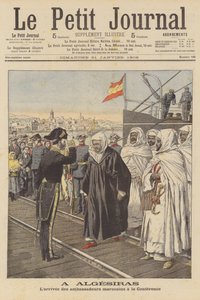 Embaixadores marroquinos chegam à Conferência de Algeciras em Espanha (cor litho) de French School
