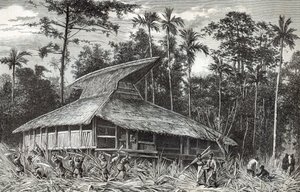 Mesquita em Dodinga, Nova Guiné, ilustração da revista The World Tour, 1879 de French School
