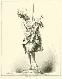 Mozart em criança, Estátua de M Barrias (gravura) de French School