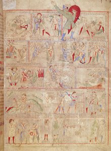 Ms.1215 t.3 fol. 13 cenas da vida de Davi, da Bíblia de Etienne Harding