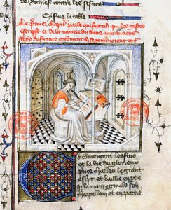 Ms.2028 A Monk Writing, de Crônicas de Saint-Denis de French School