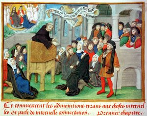 Ms.230 fol.57 Monge Pregando Sobre a Imitação, de Sermões sobre a Paixão e Traços Diversos de Jean de Gerson (1363-1429) de French School