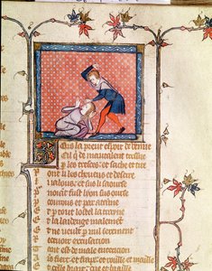 Ms 1126 f.66r A Violência do Ciúme, do Roman de la Rose c.1487-95) de French School