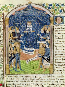 Ms 1151 f.1 Charles VII (1403-61) Cercado por sua corte e Joana d&39;Arc (1412-31) de French School