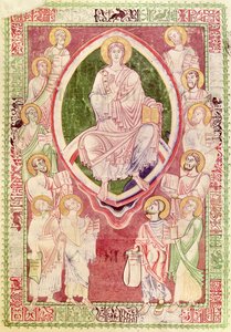 Ms 132 fol.2r Cristo com os doze profetas menores, de Explanatio in Prophetas et Ecclesiasten por São Jerônimo, de Citeaux Abbey de French School