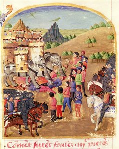 Ms 1335 fol.217 Os Elefantes da Guerra, de Vie dAlexandre le Grand de French School