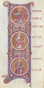 Ms 14 fol.60v Historiated inicial eu descrevendo o começo do Evangelho de São João de French School