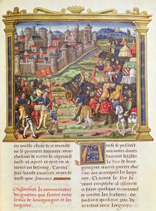 Ms 18 fol.36r Guerra entre Charles o Negrito, Duque de Borgonha e Liege em 1467-68, das Memórias de Philippe of Commines (1445-1509) de French School