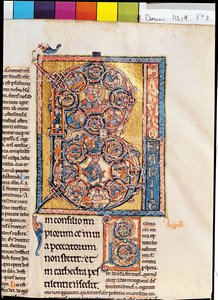 Ms 19 fd2 Historiated inicial &39;B&39; representando o rei David, do &39;Marchiennes Psalter&39; de French School