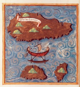 Ms 24224 Fol.20v Mapa das Ilhas Ladrones, de um relato da Viagem de Fernão de Magalhães