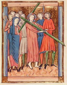 Sra. 3016 fol.16 Christ Carrying the Cross, de Psautier a lage de Paris