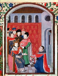 Ms Jean Menng 3045 fol.1 (1240-1305), oferecendo sua tradução a Philippe le Bel (1268-1314) a partir de consolação da filosofia por Boethius de French School