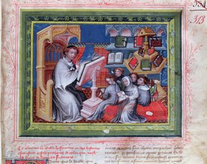 Ms 313 School Scene, da Bíblia des Grands Augustins, 1494 de French School