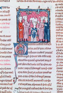Ms 372 fol.158v Entronização de um bispo, de Decrets de Gratien de French School