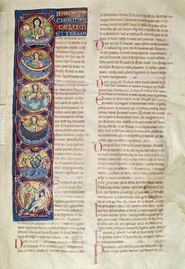Ms 3 fol.4 Os Seis Dias da Criação, da Bíblia de St. Sulpício de Bourges