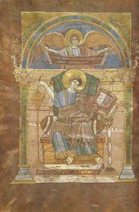 Ms 4 fol.17v São Mateus, do Evangelho de São Riquier, c.800 de French School