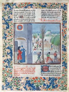 Ms 5064 f.299v Ocupações para cada mês do ano, ilustração de Le Livre des Prouffitz Champestres por Pietro de Crescenzi (1230-132021) de French School